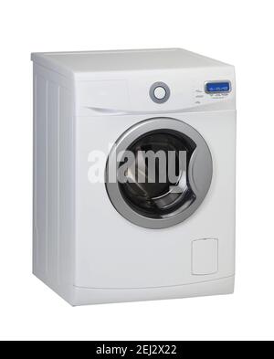 Machine à laver moderne isolée sur blanc. Prise de vue en studio. Banque D'Images