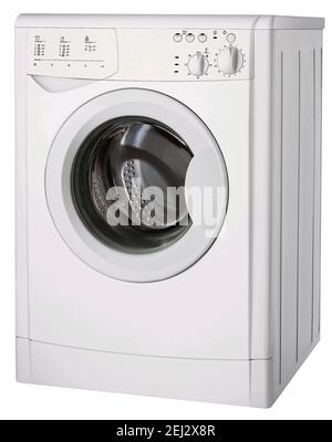 Machine à laver moderne isolée sur blanc. Prise de vue en studio. Banque D'Images