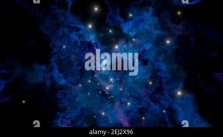 La nébuleuse galactique et la naissance des étoiles le rendu 3d de la galaxie Banque D'Images