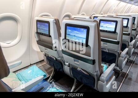 Vue cabine de l'Airbus A3330neo depuis Air Mauritius au salon de l'Air de Paris. France - 20 juin 2019 Banque D'Images