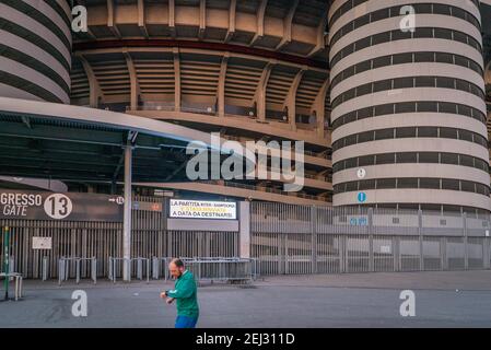 Urgence du coronavirus. Le match de championnat inter-Sampdoria au stade San Siro a été reporté (Milan - 2020-02-23, Stefano de Grandis) ps la photo peut être utilisée en conformité avec le contexte dans lequel elle a été prise, et sans l'intention diffamatoire de décorum des personnes représentées usage éditorial seulement Banque D'Images