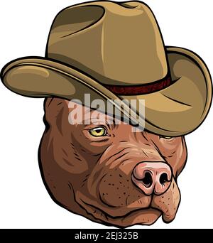 pitbull de gangster avec illustration de vecteur chapeau fedora Illustration de Vecteur