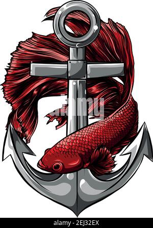 pêchez autour du motif d'illustration du vecteur d'ancrage Illustration de Vecteur