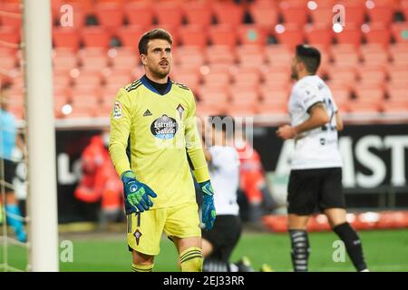 Ivan Villar de Celta de Vigo réagit pendant l'espagnol Championnat de football la Liga entre Valencia CF et RC CELT / LM Banque D'Images