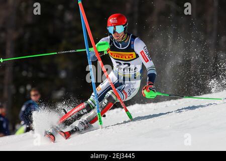 Druscie, Cortina (BL), Italie. 21 février 2021. Stefan HADALIN (SLO) lors des Championnats du monde DE SKI alpin 2021 FIS - Slalom - hommes, course de ski alpin - photo Luca Tedeschi/LM crédit: LiveMedia/Alay Live News Banque D'Images