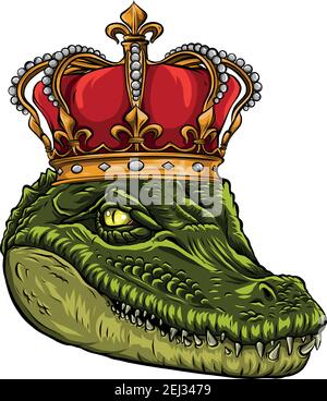 motif d'illustration de la tête du roi à motif crocodile Illustration de Vecteur