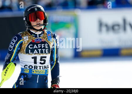 Emelie Wikstroem (SWE) lors des Championnats du monde DE SKI alpin 2021 FIS - Slalom - femmes, course de ski alpin à Cortina (BL), Italie. , . Février 20 2021 (photo d'IPA/Sipa USA) crédit: SIPA USA/Alay Live News Banque D'Images