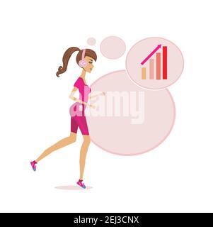 Belle Fitness Girl Running - carte Illustration de Vecteur