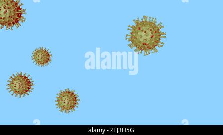 Illustration 3D d'une particule virale sur fond bleu Banque D'Images