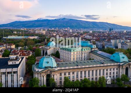 Vue aérienne de l'Université de Kliment Ohridski à Sofia, Bulgarie Banque D'Images