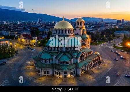 Vue aérienne de la cathédrale Alexandre Nevski à Sofia, Bulgarie Banque D'Images