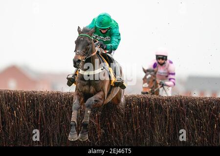 Sceau Royal monté par le jockey Daryl Jacob clair le dernier à gagner le Betfair Game Spirit Chase à l'hippodrome de Newbury. Date de la photo: Dimanche 21 février 2021. Banque D'Images