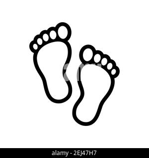 Icône représentant un contour des pieds humains, empreintes stylisées simples. Illustration vectorielle isolée, élément de conception du logo. Illustration de Vecteur