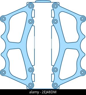 Icône de pédale de vélo. Ligne fine avec Blue Fill Design. Illustration vectorielle. Illustration de Vecteur