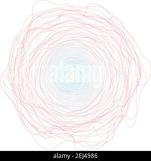 Formes géométriques abstraites, cercles. Compositions géométriques de lignes et de polygones. Cercles concentriques et spirales, lignes tordues. Effet hypnotique Illustration de Vecteur