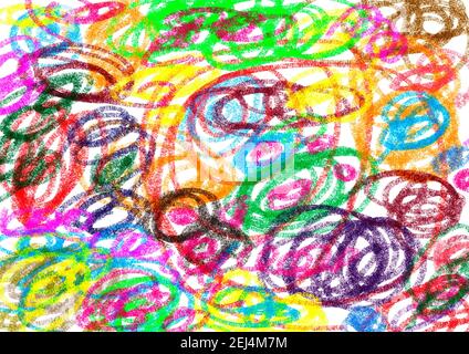 Illustration naïve, dessin d'enfants, cercles de couleur colorés Banque D'Images