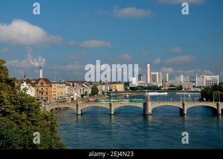 Pont du Rhin et du Moyen-Orient, Bâle, canton de Bâle, Suisse Banque D'Images