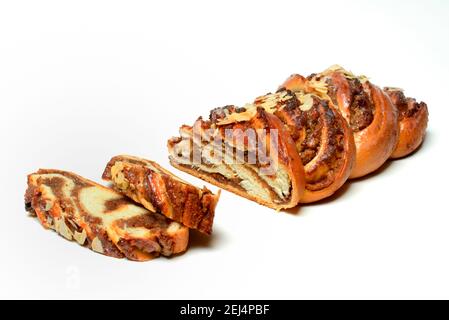 Tranché, tresse de levure, tresse de levure, tresse russe, tresse de noix Banque D'Images