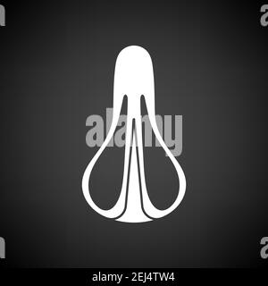 Vue de dessus de l'icône de siège de vélo. Blanc sur fond noir. Illustration vectorielle. Illustration de Vecteur