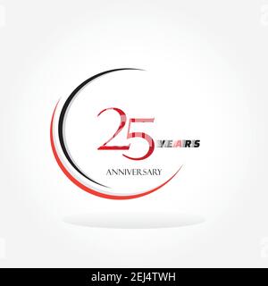 25 ans anniversaire logo lié avec couleur rouge isolé sur fond blanc pour l'événement de célébration de l'entreprise Illustration de Vecteur