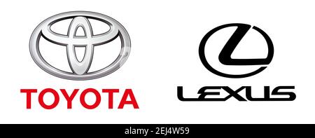 Logo de la marque Toyota et Lexus, espace libre sur fond blanc Banque D'Images