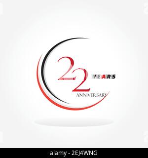 22 ans anniversaire logo lié avec couleur rouge isolé sur fond blanc pour l'événement de célébration de l'entreprise Illustration de Vecteur