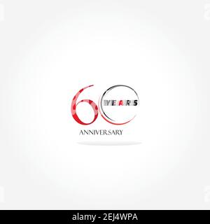 60 ans anniversaire logo lié avec couleur rouge isolé sur fond blanc pour l'événement de célébration de l'entreprise Illustration de Vecteur