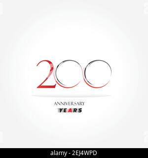 200 ans anniversaire logo lié avec couleur rouge isolé sur fond blanc pour l'événement de célébration de l'entreprise Illustration de Vecteur