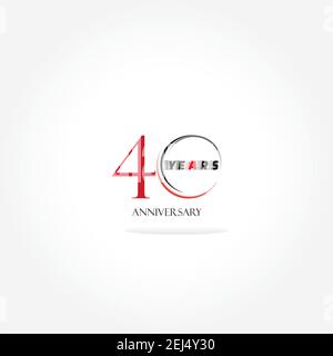 40 ans anniversaire logo lié avec couleur rouge isolé sur fond blanc pour l'événement de célébration de l'entreprise Illustration de Vecteur