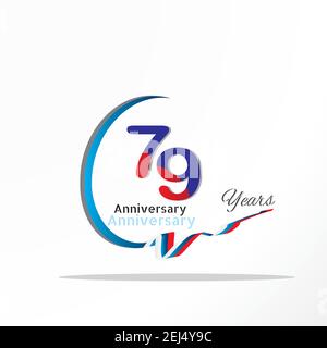 logo anniversaire 79 couleur verte et rouge. logo anniversaire soixante-dix-huit ans sur fond blanc. Illustration de Vecteur