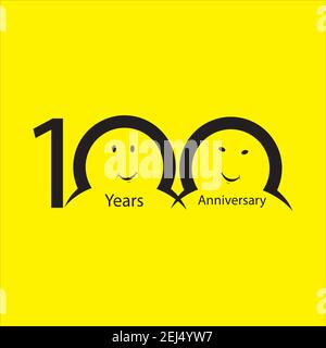 100 e anniversaire numéros. années vieux logo de fond jaune. Age congruts, idée de félicitations. Modèle de conception graphique abstrait isolé. Creati Illustration de Vecteur