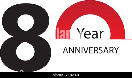 Logo anniversaire 80 ans modèle vectoriel Illustration blanc et rouge Illustration de Vecteur