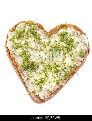 Un pain avec cresson en forme de coeur Banque D'Images