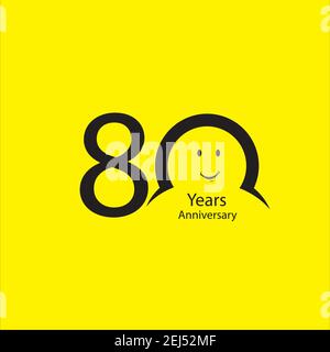 80 e anniversaire numéros. années vieux logo de fond jaune. Age congruts, idée de félicitations. Modèle de conception graphique abstrait isolé. Créativ Illustration de Vecteur