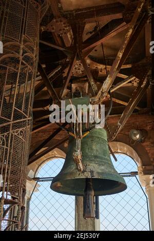 bell sur la tour de Venise de St Marc, Vénétie, Italie Banque D'Images
