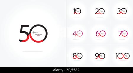 ensemble de logotype anniversaire avec couleur d'écriture pour événement de célébration, mariage, carte de vœux et invitation Illustration de Vecteur