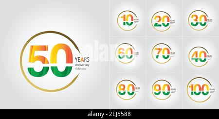 ensemble de logotype anniversaire avec couleur d'écriture pour événement de célébration, mariage, carte de vœux et invitation Illustration de Vecteur