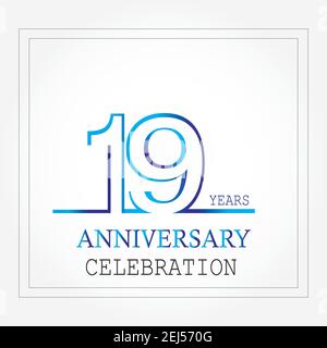 logotype anniversaire 19 ans avec une ligne de couleur bleue blanche pour la fête Illustration de Vecteur