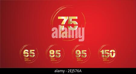 ensemble de logotype anniversaire avec écriture couleur dorée pour les événements de célébration, mariage, carte de vœux et invitation Illustration de Vecteur