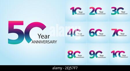 ensemble de logotype anniversaire avec couleur d'écriture pour événement de célébration, mariage, carte de vœux et invitation Illustration de Vecteur