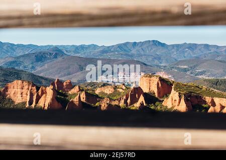 Vue sur le paysage de Las Medulas à el bierzo, Leon, Espagne.Ancient.Las Médulas est un paysage espagnol formé par un vieux roman mini or Banque D'Images