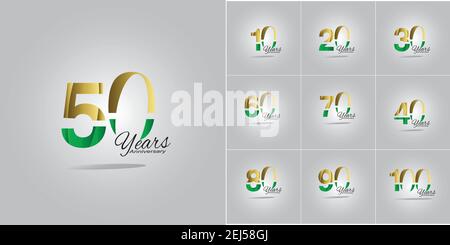 ensemble de logotype anniversaire avec écriture couleur dorée pour les événements de célébration, mariage, carte de vœux et invitation Illustration de Vecteur