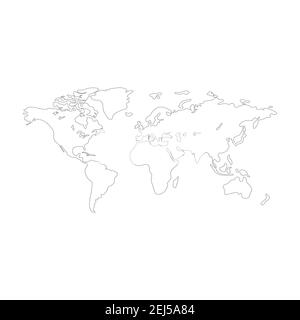 Carte du monde vecteur moderne. Silhouette vectorielle de carte de terre isolée sur fond blanc. Modèle de carte plate pour le modèle de site Web, le rapport annuel, les infographies. Voyagez dans le monde entier, toile de fond de silhouette de carte. Illustration vectorielle Illustration de Vecteur