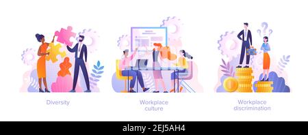 Concept de culture du lieu de travail. Lieu de travail et race Illustration de Vecteur