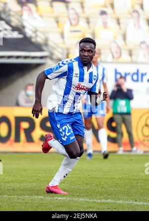 Horsens, Danemark. 21 février 2021. Moses Otondo (25) d'OB vu pendant le 3F Superliga match entre AC Horsens et Odense Boldklub à Casa Arena à Horsens. (Crédit photo : Gonzales photo/Alamy Live News Banque D'Images