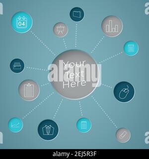 Infographie cercle de texte avec liens vers les icônes de l'entreprise Illustration de Vecteur