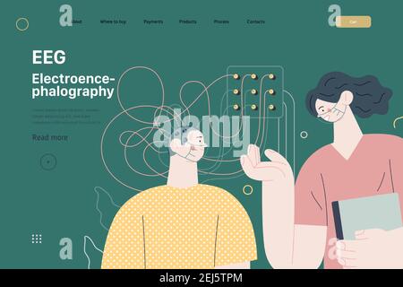 Des tests médicaux - illustration - EEG électroencéphalographie - télévision moderne concept vector illustration numérique d'encéphalographie procédure - un patient w Illustration de Vecteur