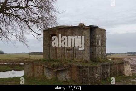 Vue sur une pilule de construction fortifiée pour l'entraînement d'un soldat de l'armée britannique boîte Banque D'Images