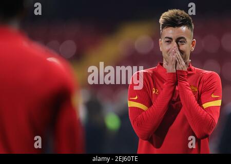 Benevento, Italie. 21 février 2021. Stephan El Shaarawy d'AS Roma avant la série UN match de football entre Benevento Calcio et AS Roma au stade Ciro Vigorito à Benevento (Italie), le 21 février 2021. Photo Cesare Purini/Insidefoto crédit: Insidefoto srl/Alay Live News Banque D'Images