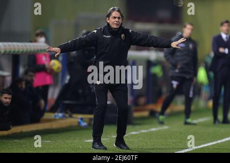 Benevento, Italie. 21 février 2021. Filippo Inzaghi entraîneur de Benevento Calcio pendant la série UN match de football entre Benevento Calcio et AS Roma au stade Ciro Vigorito à Benevento (Italie), 21 février 2021. Photo Cesare Purini/Insidefoto crédit: Insidefoto srl/Alay Live News Banque D'Images